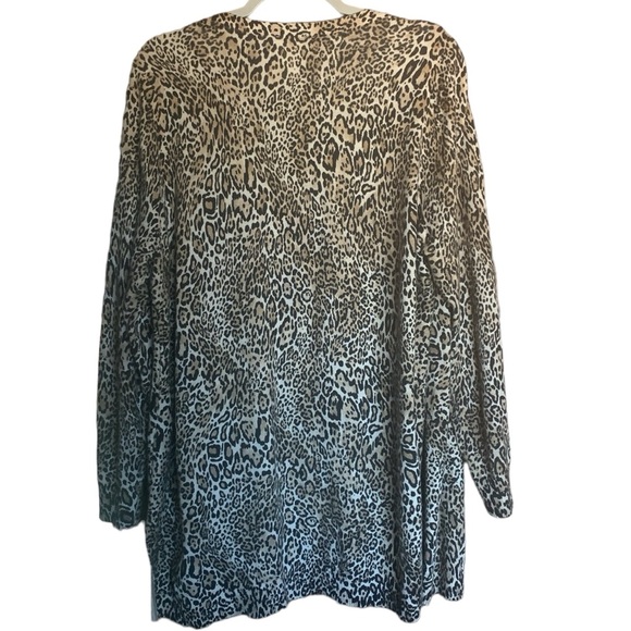 Chicos size 3 cheetah open front cardigan long sweater Chicos size 3 / Large - Picture 3 of 5